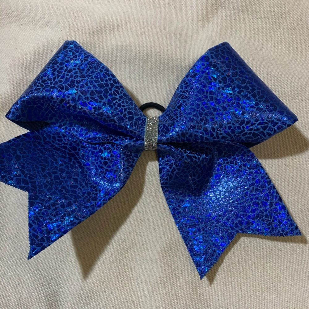 Blue Cheetah print cheer bow